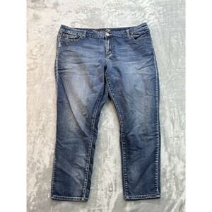 Seven7 Jeans Women Plus Sz Luxe 24 Blue Skinny Stretch Whiskered Fade Soft Denim